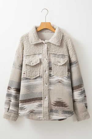 Khaki Aztec Sherpa Jacket January.