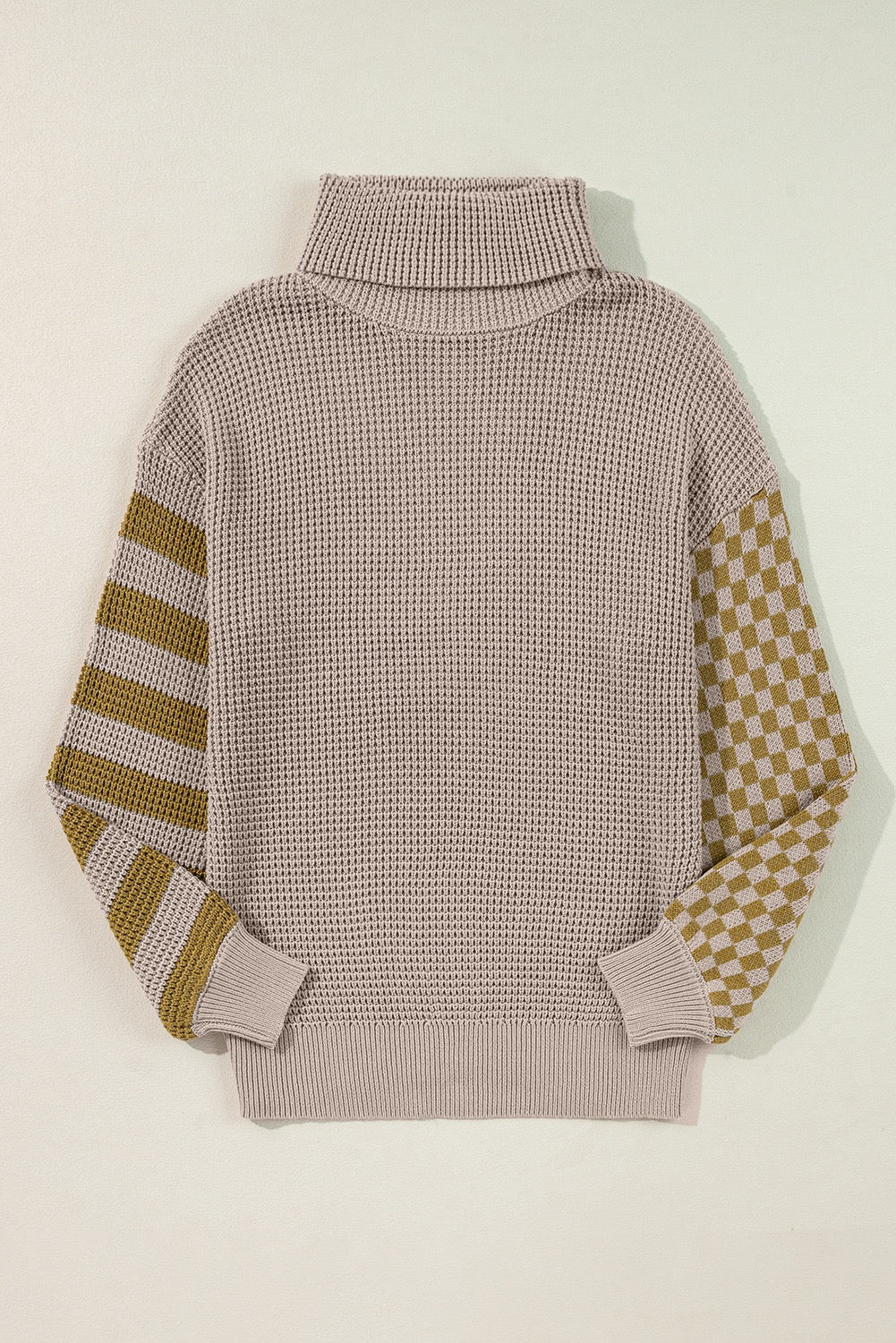 Brown Patterned Colorblock Sweater January.