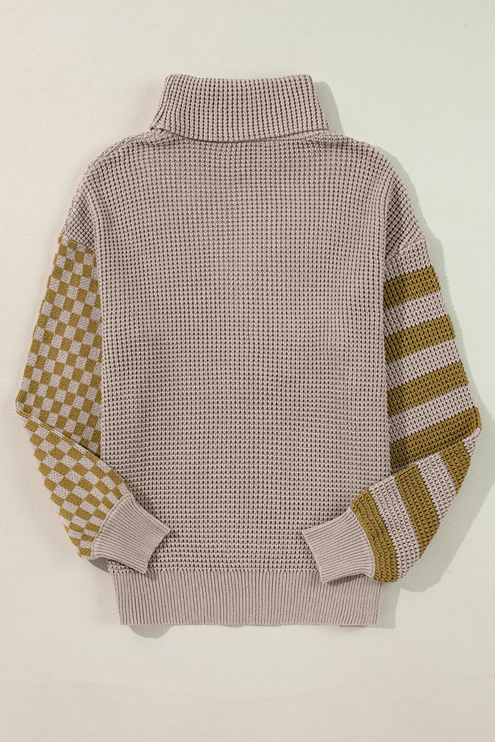 Brown Patterned Colorblock Sweater January.