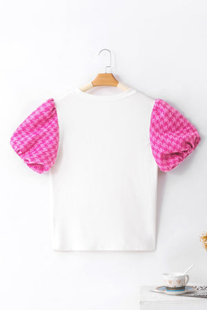 Pink Houndstooth Top February.