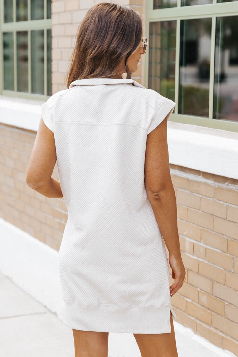 White Zip Up Dress RTS