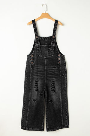 Black Distressed Overalls RTS