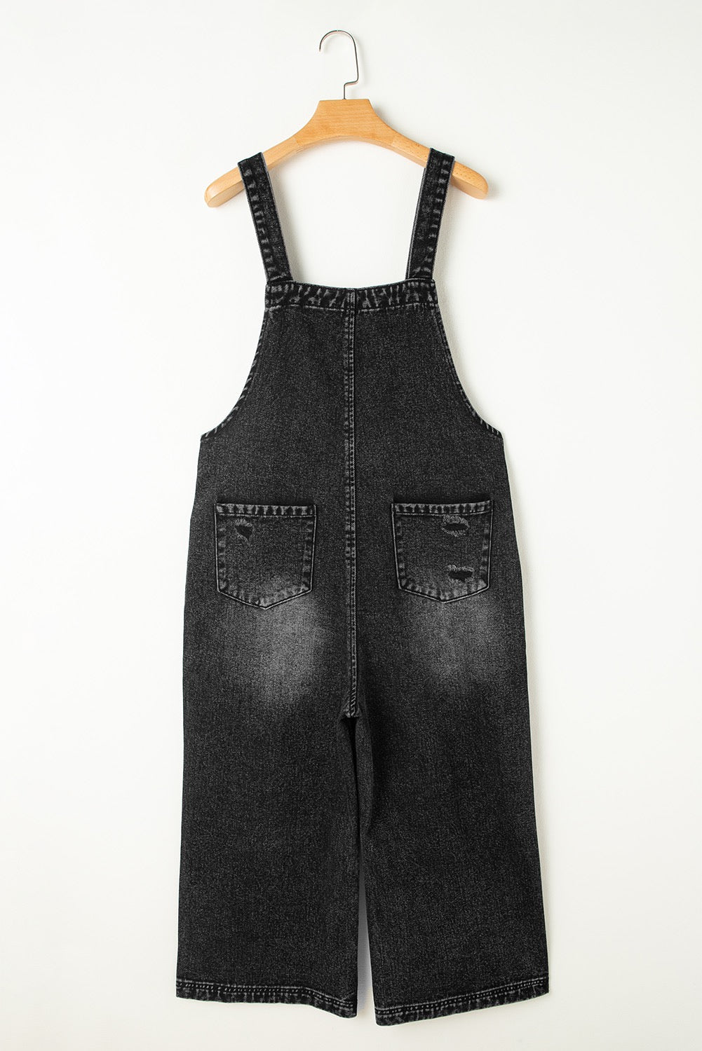 Black Distressed Overalls January.