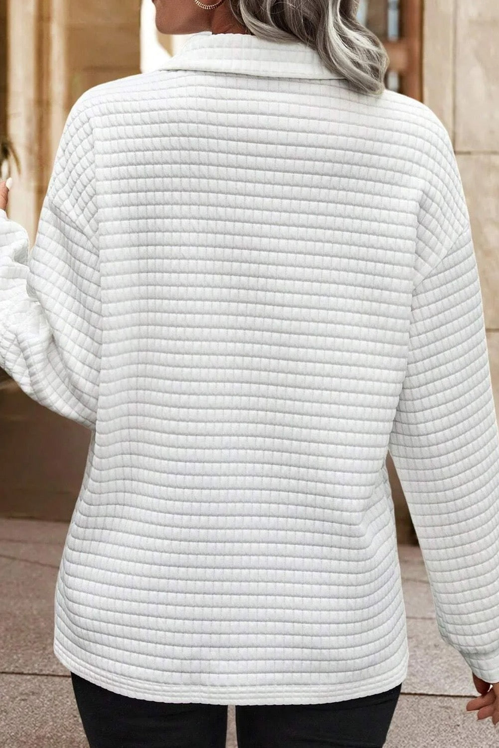 White Quilted Pullover January.