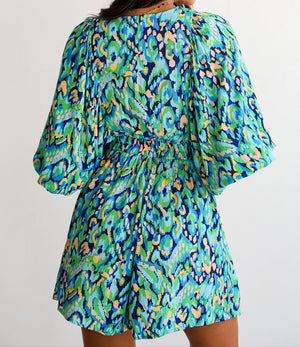 Blue Abstract Romper January.