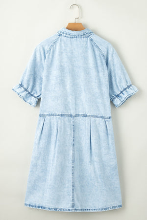 Ruffle Button Up Denim Dress January.