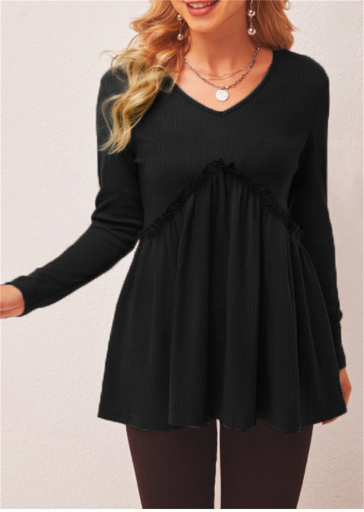 RTS: Babydoll Waffle Knit Shirt-