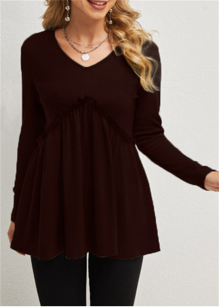 RTS: Babydoll Waffle Knit Shirt-