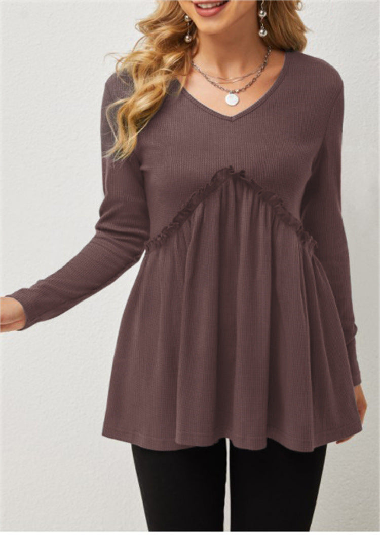 RTS: Babydoll Waffle Knit Shirt-