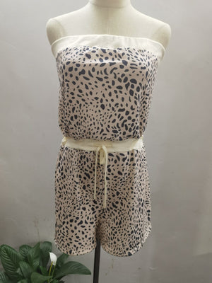 RTS: The Holly Strapless Leopard Romper-