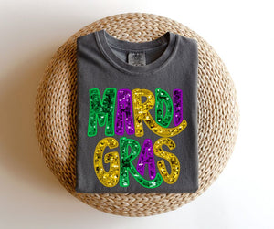 Mardi Gras Faux Sequin TEE.