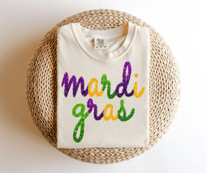 Mardi Gras Cursive TEE.