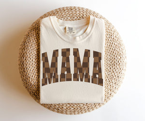 Brown Checkered Mama TEE.