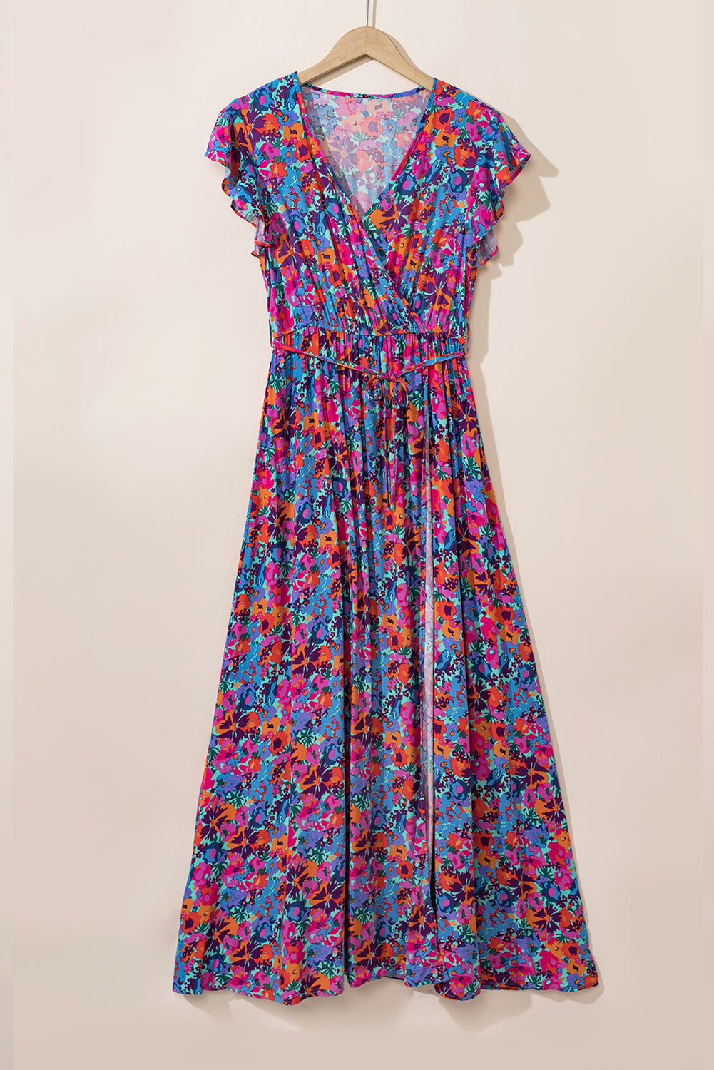 Floral V Neck Spilt Maxi Dress LT