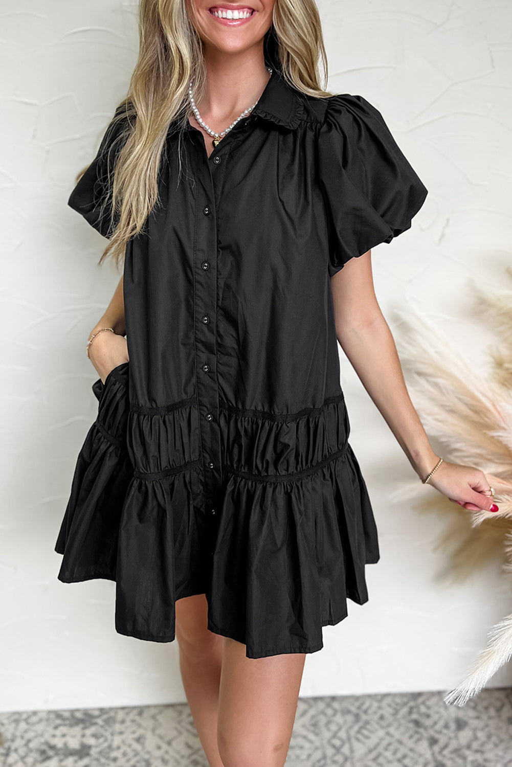 Black Ruffle Mini Dress February.