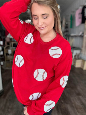 RTS: Sequin Baseball Sweatshirt-