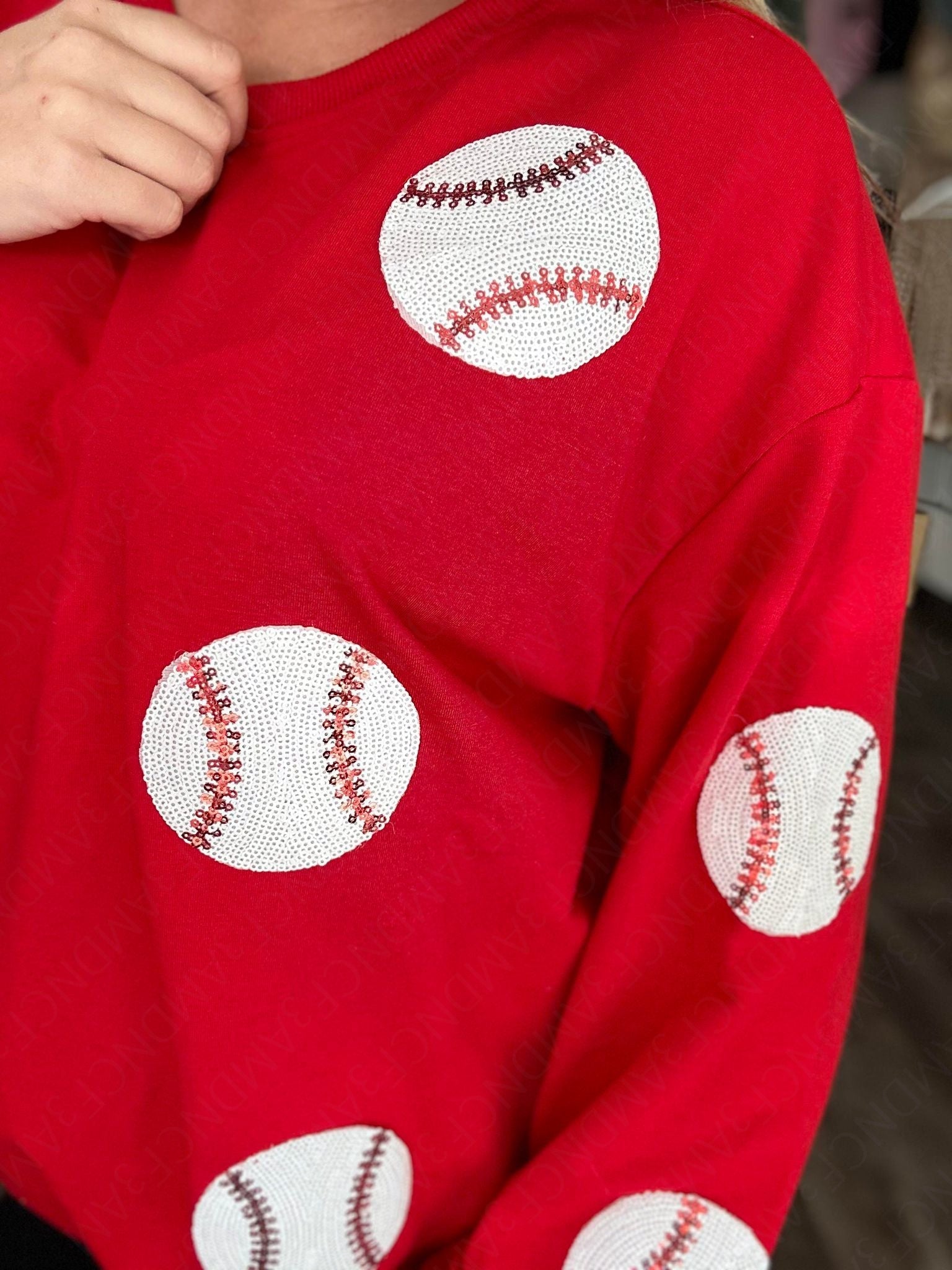 RTS: Sequin Baseball Sweatshirt-