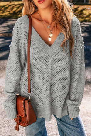 Light Grey Drop Shoulder Sweater RTS