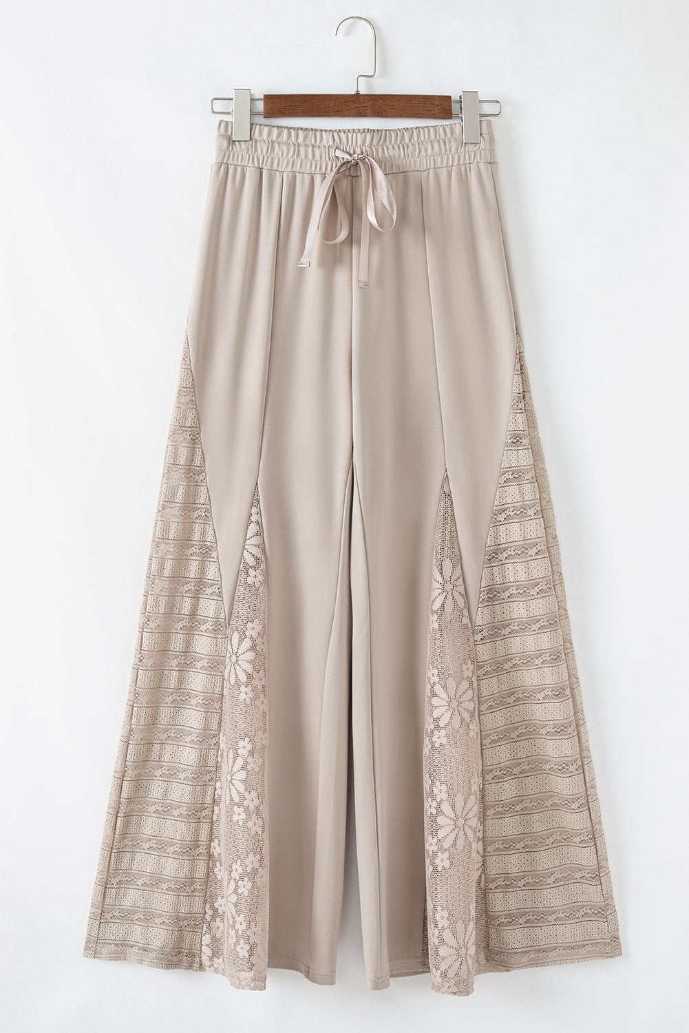 Beige Boho Patchwork Wide Leg Pants LT