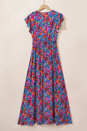 Floral V Neck Spilt Maxi Dress LT