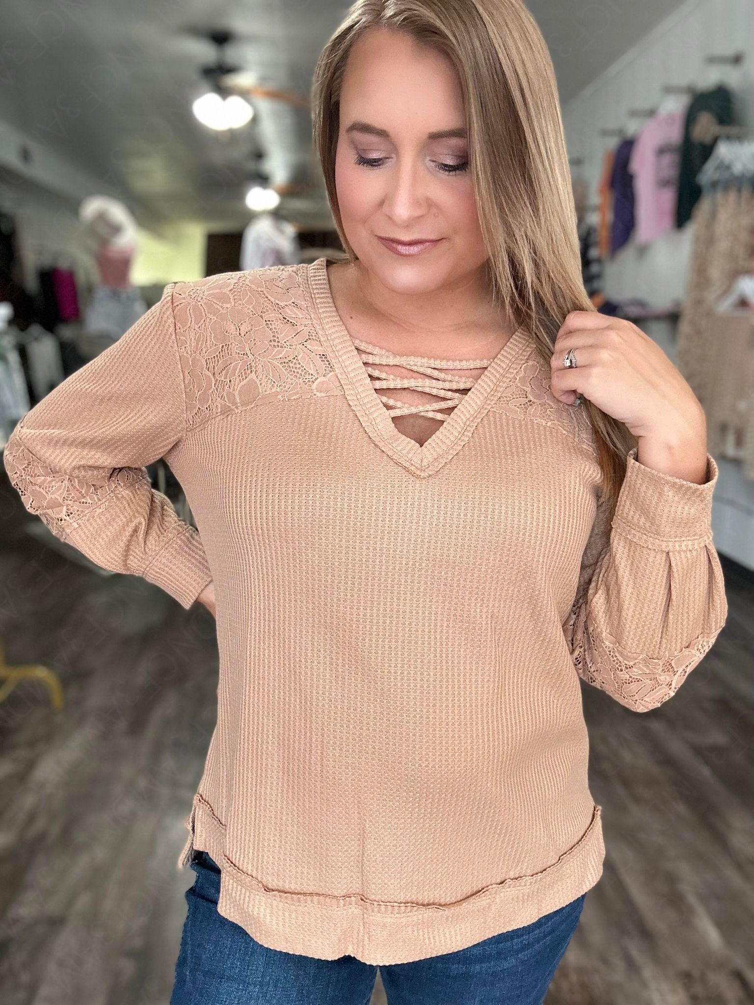 RTS: The Eden Waffle & Lace Top-